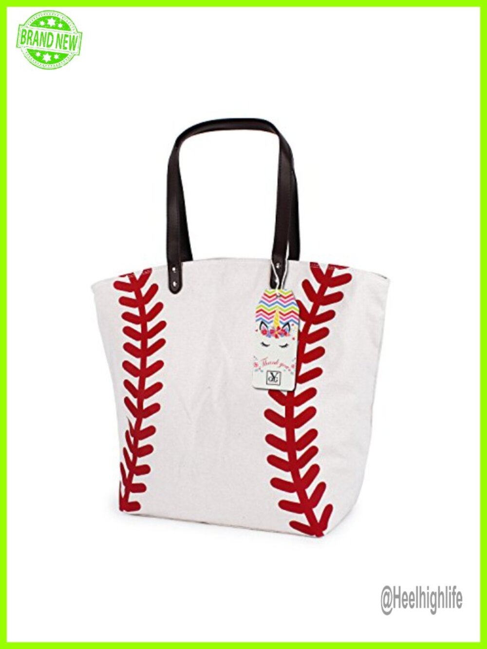 Canvas Baseball Tote Bag for Women Travel Shopping Gym Shoulder Handbag